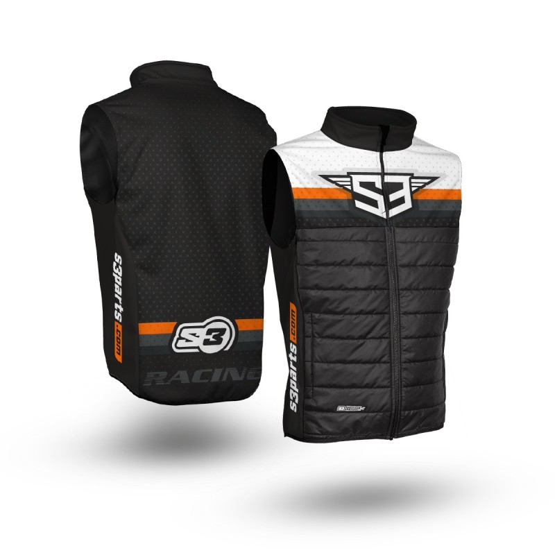 S3 GILET HYBRID RACING BLACK - ORANGE