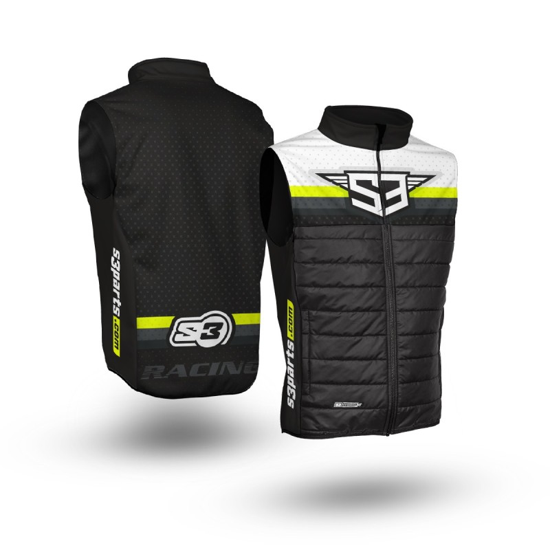 S3 GILET HYBRID RACING BLACK - FLUOR