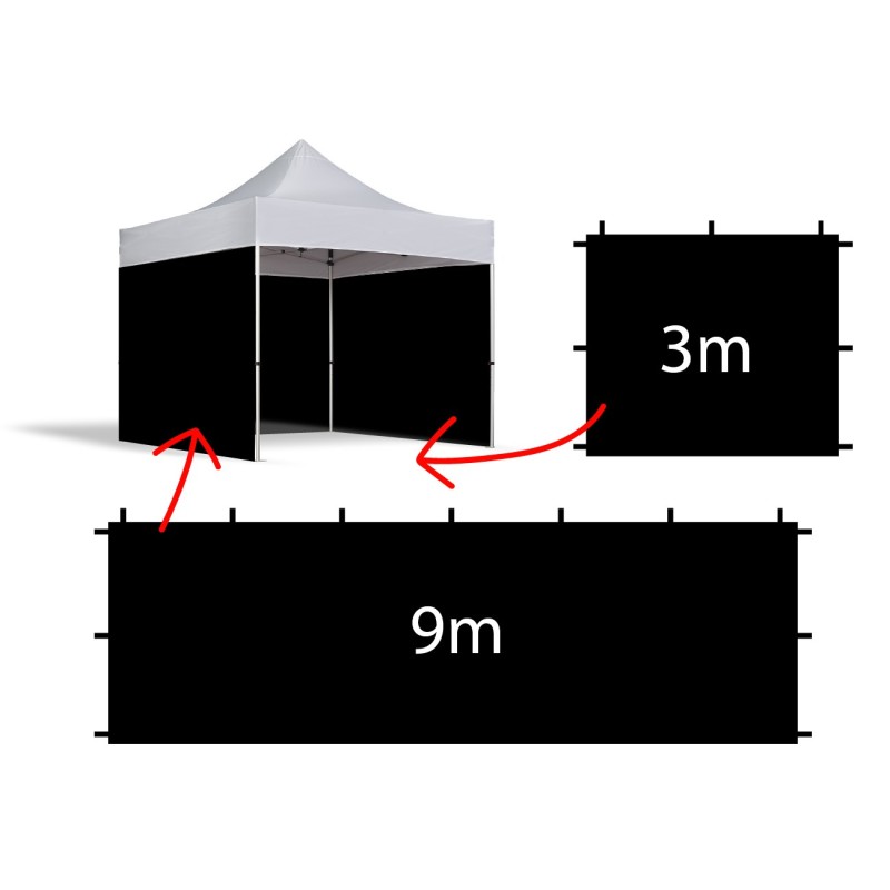 BLACK WALL TENT 4 SIDES 9+3 METERS