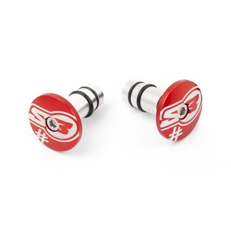 "S3 HANDLEBAR ENDS ""TOO"" RED"