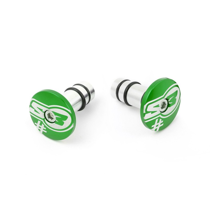 "S3 HANDLEBAR ENDS ""TOO"" GREEN"