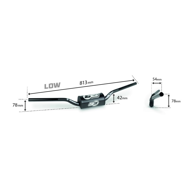 HANDLEBAR + PROTECTOR S3 BLACK